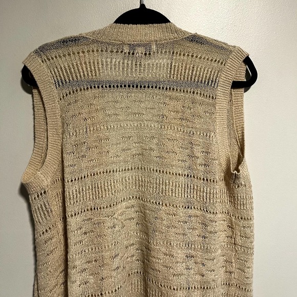 Knox Rose Knit Longline Cardigan Drapey Open Knit Long Duster Tan 1X - Picture 7 of 13